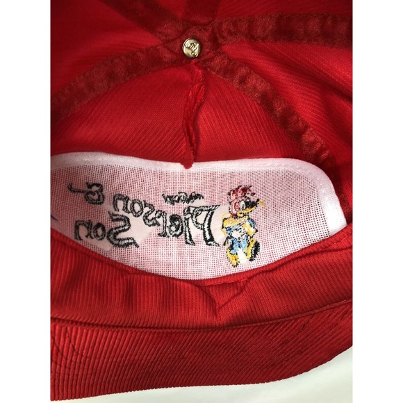 Vintage Corduroy Red Zip Back Hat Woody Woodpecker Embroidered Otto Cap - Picture 7 of 13